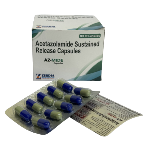 Product Name: AZ MIDE, Compositions of AZ MIDE are Acetazolamide Sustained Release Capsules - Zerdia Healthcare Private Limited