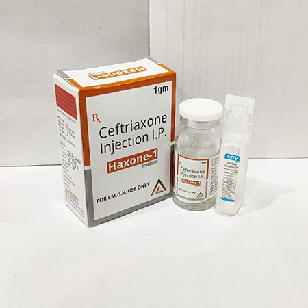 Product Name: Haxone 1, Compositions of Haxone 1 are Ceftriaxone Injection IP - Arvoni Lifesciences Private Limited