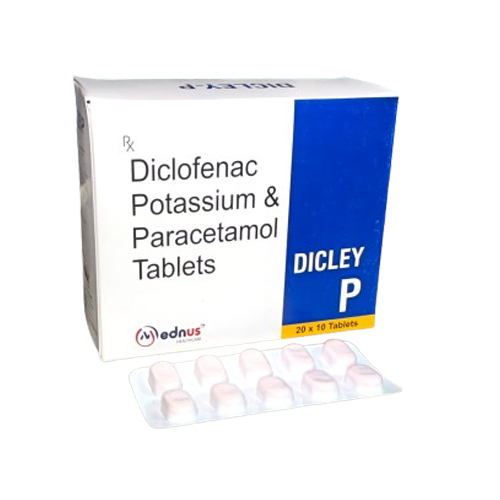 Product Name: DICLEY P, Compositions of DICLEY P are Diclofenac Potassium & Paracetamol Tablets  - Mednus Healthcare