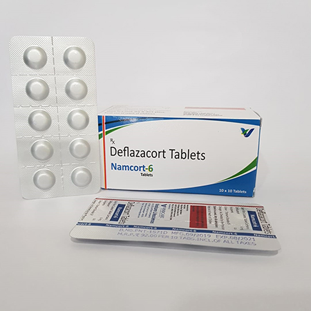 Product Name: NAMCORT 6, Compositions of NAMCORT 6 are Deflazacort Tablets - Vindcare Lifesciences