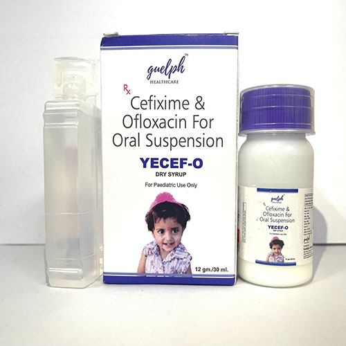 Product Name: Yecef O, Compositions of Yecef O are Cefixime Ofloxacin For Oral Suspension - Guelph Healthcare Pvt. Ltd