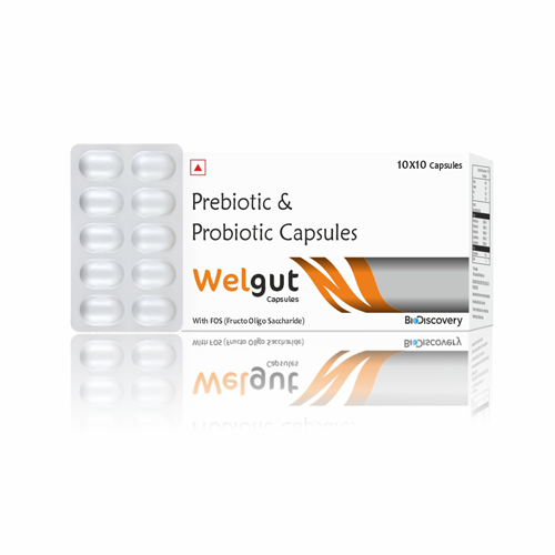 Product Name: Welgut, Compositions of Welgut are Prebiotic & Probiotic Capsules - Biodiscovery Lifesciences Private Limited