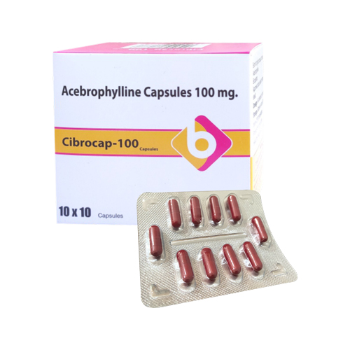 Product Name: CIBROCAP 100, Compositions of Acebrophylline Capsules 100mg are Acebrophylline Capsules 100mg - Biopolis Lifesciences Private Limited