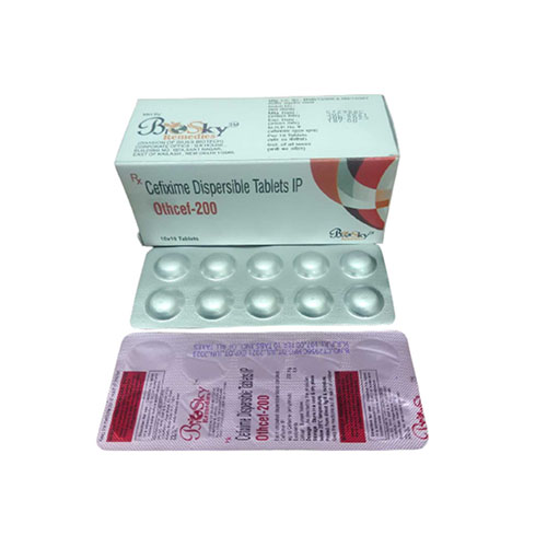 Product Name: Othcef 200, Compositions of Othcef 200 are Cefixime Dispersible Tablets IP - Biosky Remedies