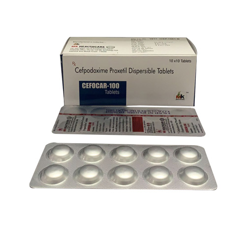 Product Name: CEFOCAR 100 Tablets, Compositions of CEFOCAR 100 Tablets are Cefpodoxime Proxetil Dispersible Tablets - MK Healthcare