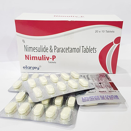 Product Name: Nimuliv P, Compositions of Nimuliv P are Nimesulide & Paracetamol Tablets - Ellanjey Lifesciences