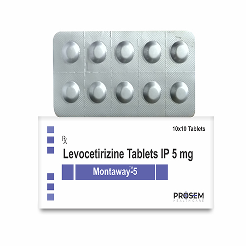 Product Name: Montaway 5, Compositions of Levocetirizine Tablets IP 5mg are Levocetirizine Tablets IP 5mg - Prosem Healthcare