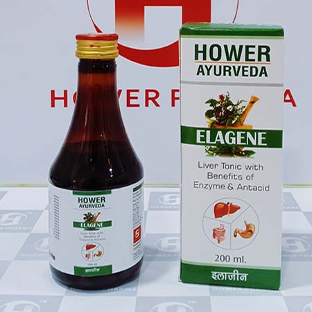 Product Name: Elagene, Compositions of Elagene are Liver Tonic with Benifits of Enzyme & Antiacid - Hower Pharma Private Limited