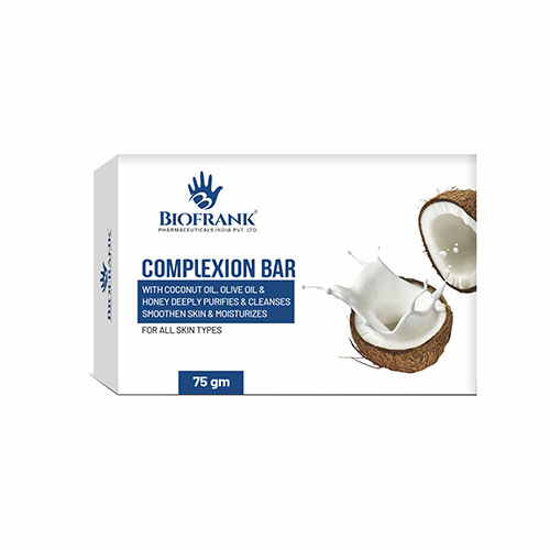 Product Name: Complexion bar, Compositions of Complexion bar are With Coconut Oil,Olive Oil & Honey Deepl Purifiues & Cleanses Shoothen Skin & Moisturizes - Biofrank Pharmaceuticals India Private Limited