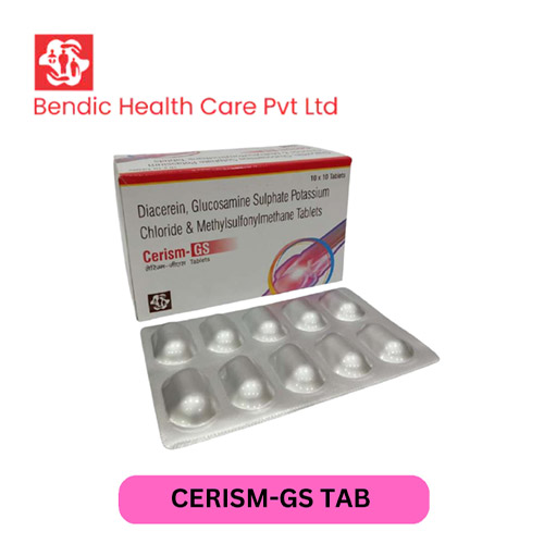 Product Name: CERISM GS, Compositions of Diacerein Glucosamine Sulphate Potassium Chloride & Methysulfonylmethane Tablets are Diacerein Glucosamine Sulphate Potassium Chloride & Methysulfonylmethane Tablets - Bendic Healthcare Private Limited