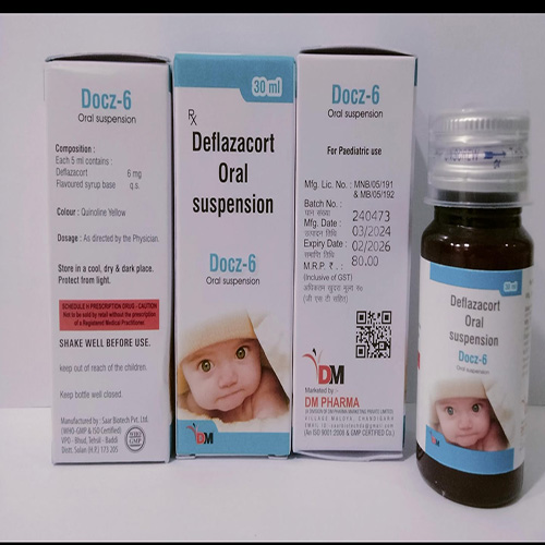 Product Name: Docz 6 , Compositions of Docz 6  are Deflazacort Oral suspension  - DM Pharma