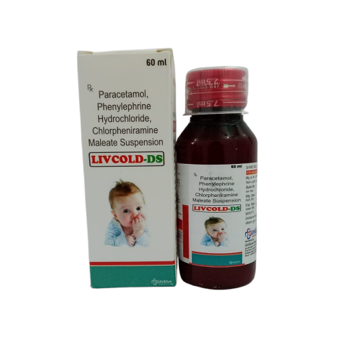 Product Name: LIVCOLD DS, Compositions of LIVCOLD DS are Paracetamol, Phenylephrine Hydrochloride, Chlorpheniramine Maleate Suspension - Uniblue Healthcare Private Limited