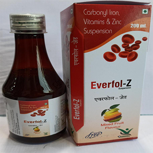 Product Name: Everfol Z , Compositions of Everfol Z  are Carbonyl Iron, Vitamins & Zinc Suspension  - Orange Biotech Private Limited