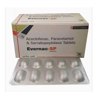 Evernac Sp Aceclofenac Paracetamol Serratiopeptidase Tablets Everwell Pharma Private Limited