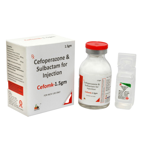 Product Name: Cefomk 1.5gm, Compositions of Cefomk 1.5gm are Cefoperazone & Sulbactam for Injection - MK Healthcare