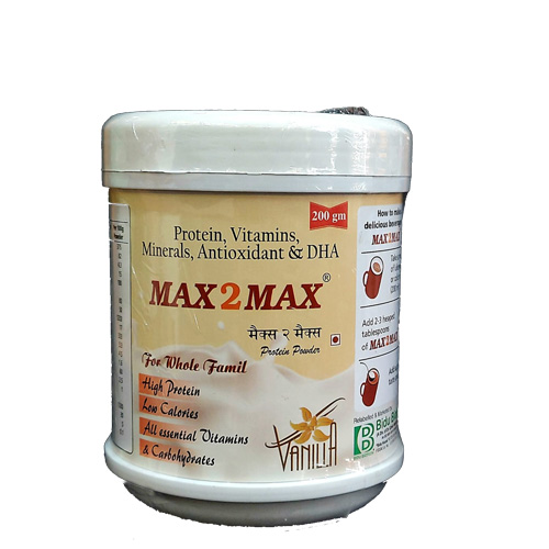 Product Name: MAX 2 MAX, Compositions of Protein, Vitamins, Minerals, Antioxidant & DHA are Protein, Vitamins, Minerals, Antioxidant & DHA - Bidu Biotech