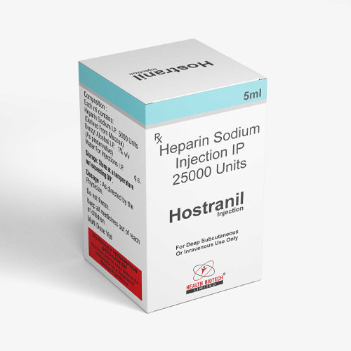 Product Name: HOSTRANIL, Compositions of HOSTRANIL are Heparin Sodium Injection IP 25000 Units - Health Biotech Limited