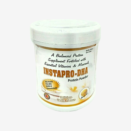 Product Name: INSTAPRO DHA, Compositions of INSTAPRO DHA are A Balance Protein Supplement Fortifies with Essential Vitamins  - Insta Care Lifesciences