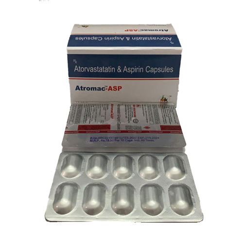 Product Name: Atromac ASP, Compositions of Atorvastatatin & Aspirin Capsules are Atorvastatatin & Aspirin Capsules - MK Healthcare