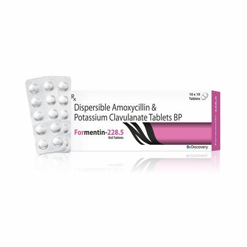 Product Name: Formentin 228.5, Compositions of Formentin 228.5 are Dispersible Amoxycillin & Potassium Clavulanate Tablets BP - Biodiscovery Lifesciences Private Limited