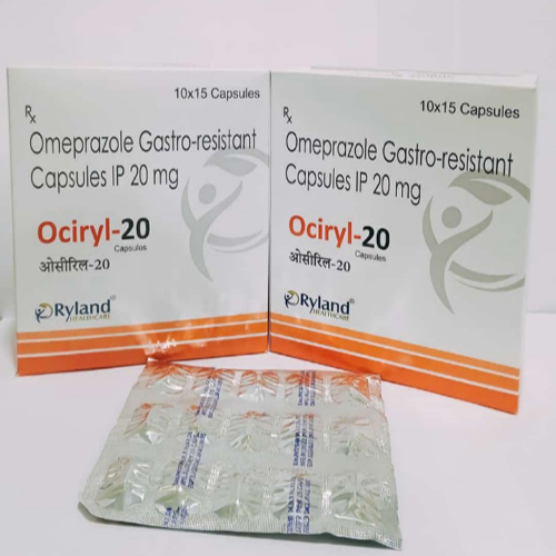 Product Name: Ociryl 20mg, Compositions of Omeprazole gastro-Resistant Capsules IP 20mg  are Omeprazole gastro-Resistant Capsules IP 20mg  - Ryland Health Care