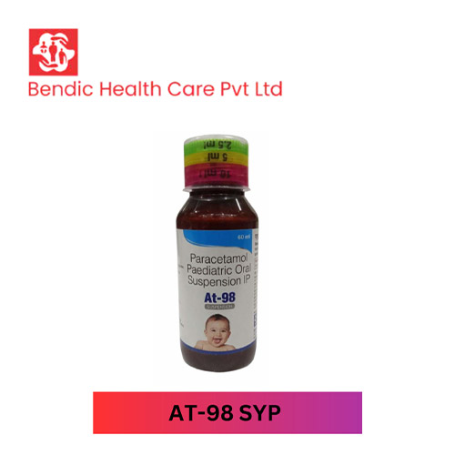 Product Name: AT 98, Compositions of Paracetamol Paediatric oral Suspension IP  are Paracetamol Paediatric oral Suspension IP  - Bendic Healthcare Private Limited