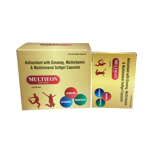 Product Name: MULTIEON, Compositions of MULTIEON are Antioxidant with Ginseng, Multivitamin & Multimineral Softgel Capsules - Mednus Healthcare