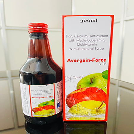 Product Name: Avergain Forte, Compositions of Iron,Sucrose,Antioxidant with Methylcobalamin Multivitamin & Multimineral Syrup are Iron,Sucrose,Antioxidant with Methylcobalamin Multivitamin & Multimineral Syrup - Gainmed Biotech Private Limited