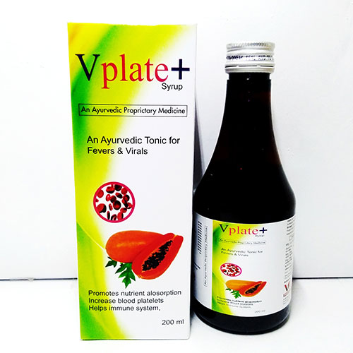 Product Name: V Plate , Compositions of V Plate  are Carica Papaya 600mg+Tulsi300mg+Giloy 300mg+Annar 300mg+Arjun Chaal  300mg+Ashwagandha+Satavri+Aloevera - Voizmed Pharma Private Limited