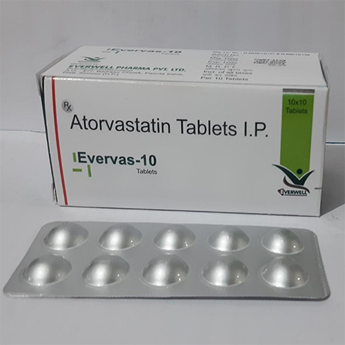 Product Name: Evervas 10 , Compositions of Evervas 10  are Atorvastatin Tablets I.P.  - Orange Biotech Private Limited