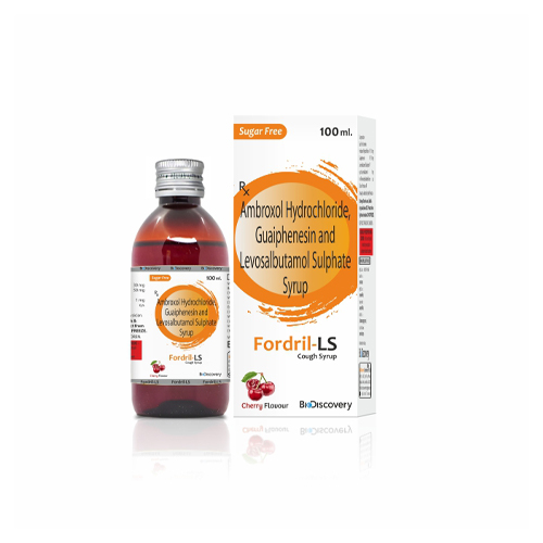 Product Name: Fordril LS, Compositions of Fordril LS are Ambroxol Hydrochloride, Guaiphenesin and Levosalbutamol Sulphate Syrup - Biodiscovery Lifesciences Private Limited