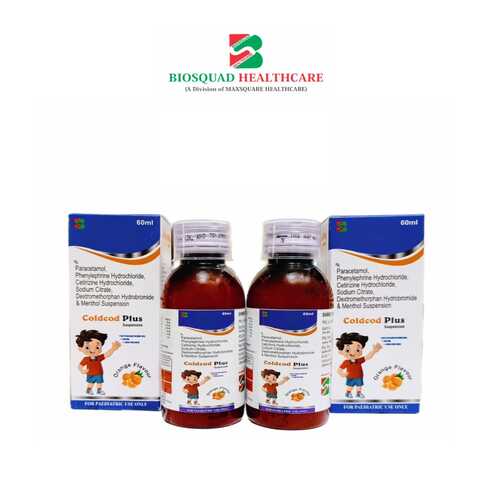 Product Name: COLDCOD PLUS, Compositions of Paracetamol, Phenylephrine Hydrochloride, Cetirizine Hydrochloride, Sodium Citrate, Dextromethorphan Hydrobromide & Menthol Suspension are Paracetamol, Phenylephrine Hydrochloride, Cetirizine Hydrochloride, Sodium Citrate, Dextromethorphan Hydrobromide & Menthol Suspension - Biosquad Healthcare