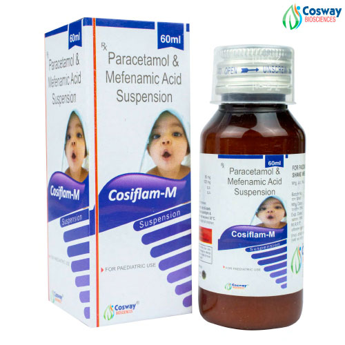 Product Name: COSIFLAM M, Compositions of COSIFLAM M are MEFANIMIC ACID 50MG+PARACETAMOL 125 MG - Cosway Biosciences