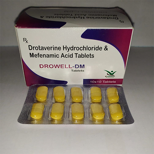 Product Name: DROWELL DM , Compositions of DROWELL DM  are Drotaverine Hydrochloride & Mefenamic Acid Tablets  - Orange Biotech Private Limited