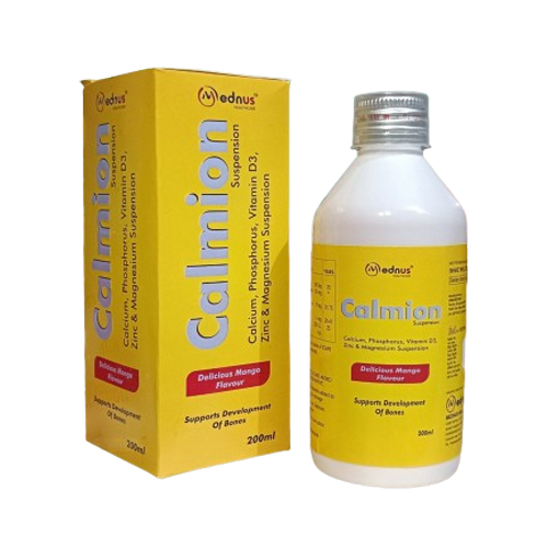 Product Name: Calmion, Compositions of Calmion are Calcium, Phosphorus, Vitamin D3, Zinc & Magnesium Suspension - Mednus Healthcare