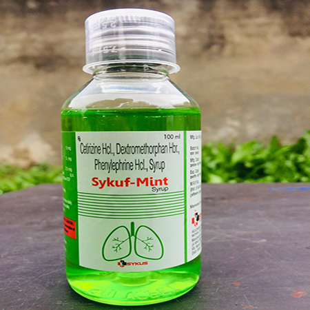 Product Name: Sykuf Mint, Compositions of Sykuf Mint are Cefinize Hcl, Dextromethorphan , Phenylephrine Hcl,Syrup - Sykus Pharmaceuticals Private Limited