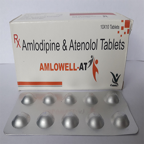 Product Name: AMLOWELL AT, Compositions of AMLOWELL AT are Amlodipine & Atenolol Tablets  - Orange Biotech Private Limited