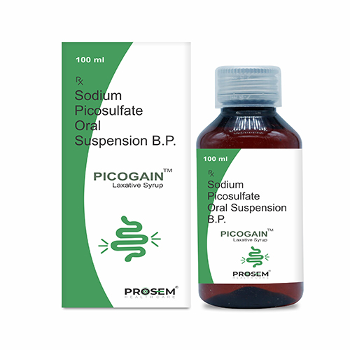 Product Name: PICOGAIN, Compositions of PICOGAIN are Sodium Picosulfate Oral Suspension B.P. - Prosem Healthcare