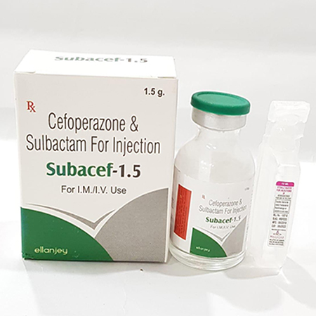 Product Name: Subacef 1.5, Compositions of Subacef 1.5 are Cefoperazone & Sulbactam For Injection - Ellanjey Lifesciences