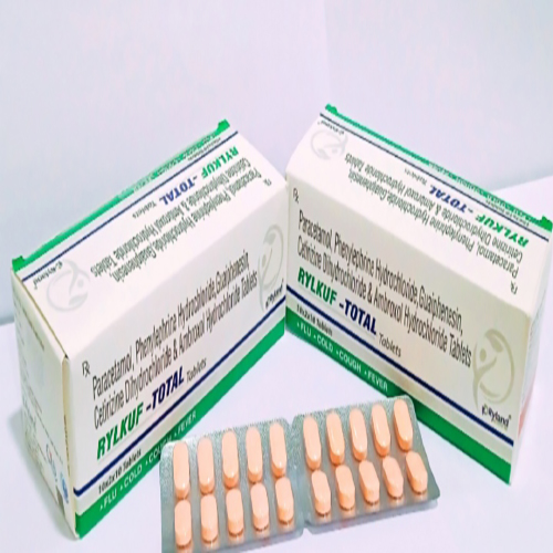 Product Name: Rylkuf Total, Compositions of Rylkuf Total are paracetamol Phenylephrine Hydrochloride,Guaiphenesin, Citirizine Dihydrochloride & Ambroxol Hydrochloride Tablets    - Ryland Health Care