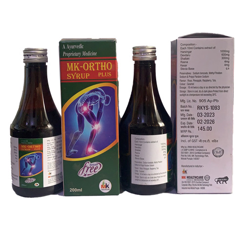 Product Name: MK ORTHO SYRUP PLUS, Compositions of A Ayurvedic Proprietary Medicine are A Ayurvedic Proprietary Medicine - MK Healthcare