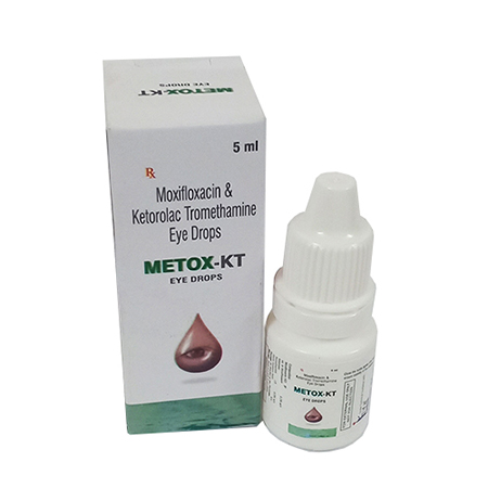 Product Name: METOX KT, Compositions of Moxifloxacin HCl 0.5% w/v, KeterolacTromithamine IP 0.5% are Moxifloxacin HCl 0.5% w/v, KeterolacTromithamine IP 0.5% - IIFA Healthcare