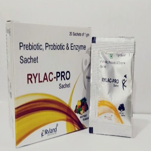 Product Name: Rylac Pro, Compositions of Prebiotic, Probiotic & Enzyme Sachet  are Prebiotic, Probiotic & Enzyme Sachet  - Ryland Health Care