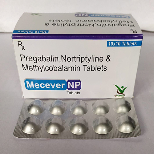 Product Name: Mecever NP , Compositions of Mecever NP  are Pregabalin, Nortriptyline & Methylcobalamin Tablets  - Orange Biotech Private Limited