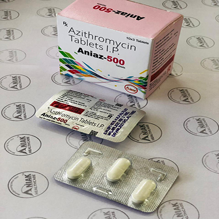 Product Name: Aniaz 500, Compositions of Azithromycin Tablets IP are Azithromycin Tablets IP - Aniak Healthcare