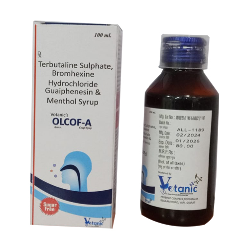 Product Name: OLCOF A, Compositions of OLCOF A are Terbutaline sulphate 125mg Bromhexine Hydrochloride Guaiphensin & Menthol  Syrup - Access Life Science