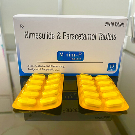 Product Name: M nim P, Compositions of M nim P are Nimesulide & Paracetamol Tablets - Gainmed Biotech Private Limited