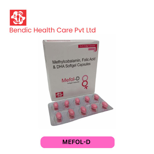 Product Name: MEFOL D, Compositions of MEFOL D are Methylcobalamin,Folic Acid  & Dha Softgel Capsules - Bendic Healthcare Private Limited