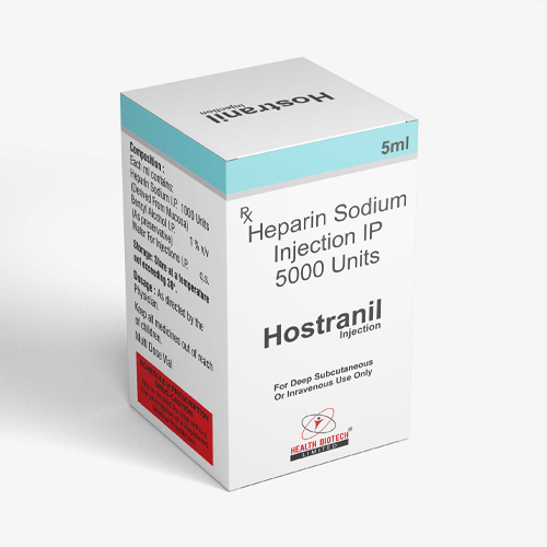 Product Name: HOSTRANIL, Compositions of HOSTRANIL are Heparin Sodium Injection IP 5000 Units - Health Biotech Limited