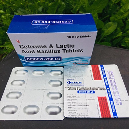 Product Name: Cenifix 200 LB, Compositions of Cefixime and Lactic Acid Bacillus Tablets are Cefixime and Lactic Acid Bacillus Tablets - Sykus Pharmaceuticals Private Limited